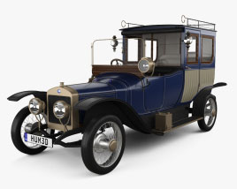 Delage Type A1 Gillotte Coupe with HQ interior and engine 1914 3D model