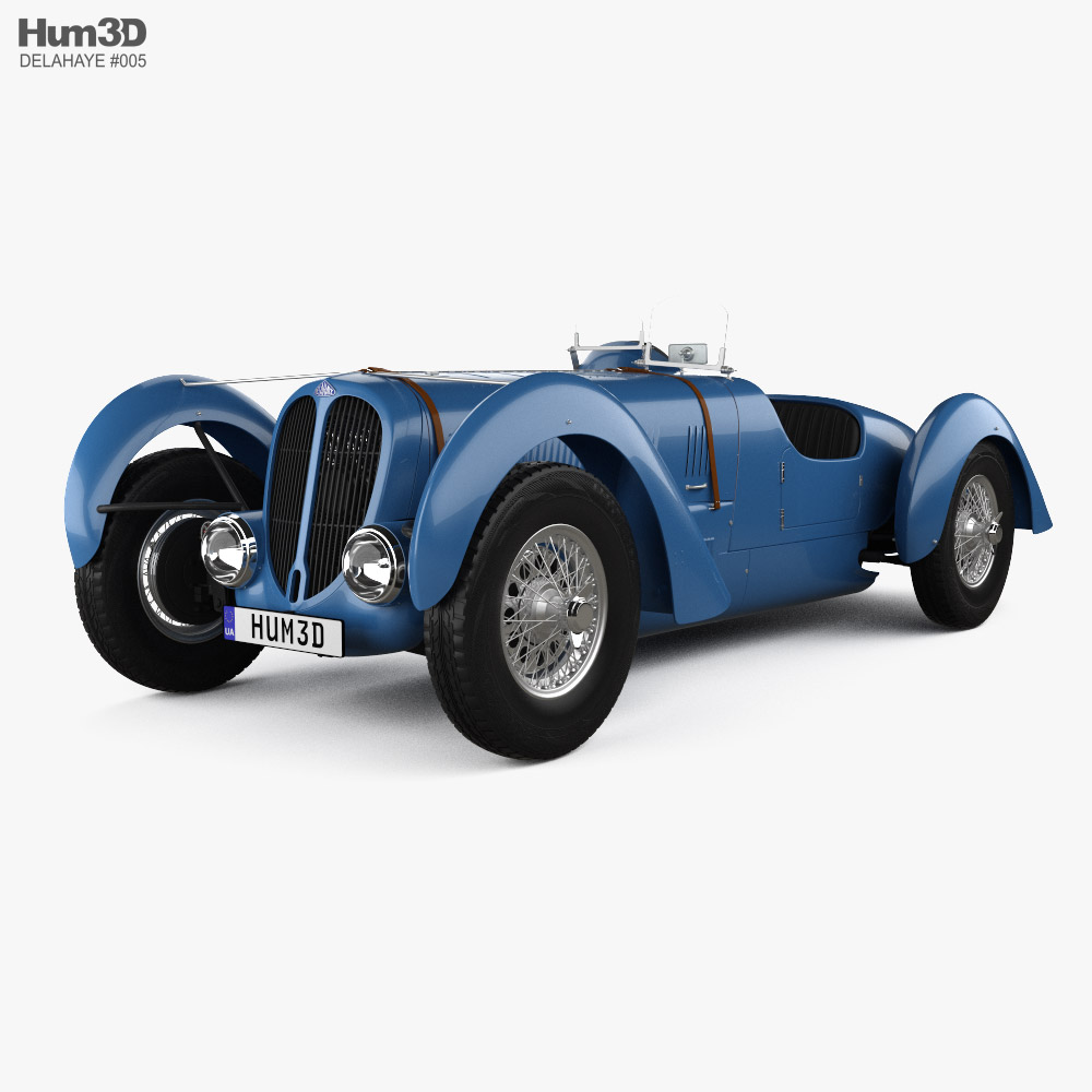 Delahaye 135C with HQ interior and engine 1937 3D model
