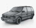 Dodge Caravan 1991 3d model wire render