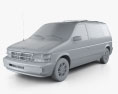 Dodge Caravan 1991 3d model clay render