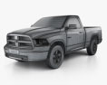Dodge Ram 1500 Regular Cab SLT 6-foot 4-inch Box 2012 3D 모델  wire render