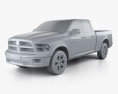 Dodge Ram 1500 Quad Cab Laramie 6-foot 4-inch Box 2012 3D模型 clay render