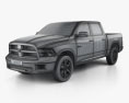 Dodge Ram 1500 Crew Cab Big Horn 5-foot 7-inch Box 2012 3D模型 wire render