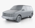 Dodge Caravan 1984 3d model clay render