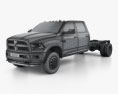 Dodge Ram Crew Cab Chassis L2 Laramie 2019 3D 모델  wire render