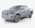 Dodge Ram 1500 Crew Cab Limited 5-foot 7-inch Box 2019 3d model clay render
