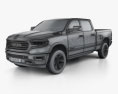Dodge Ram 1500 Crew Cab 6-foot 4-inch Box Limited 2019 3d model wire render
