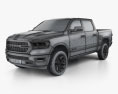 Dodge Ram 1500 Crew Cab Sport 5-foot 7-inch Box 2019 3d model wire render