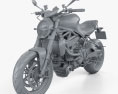 Ducati Monster 1200 R 2016 3d model clay render
