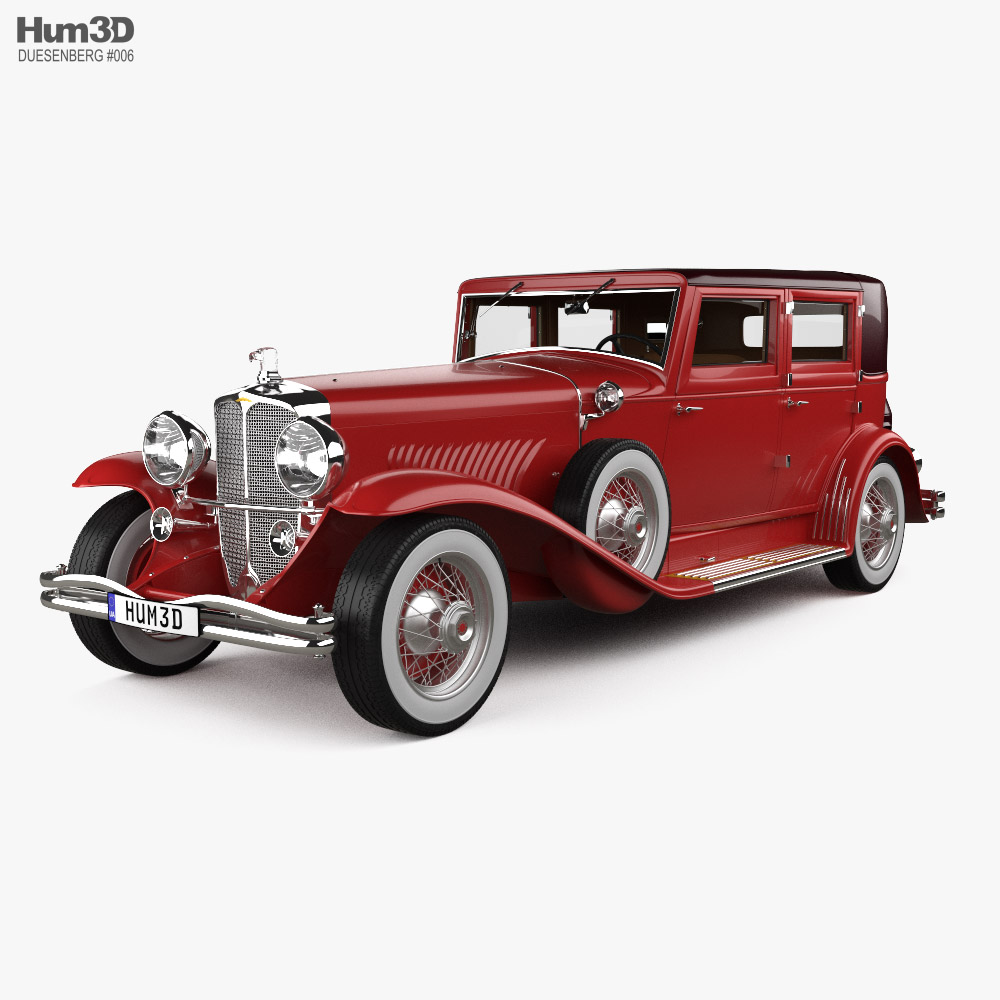 Duesenberg Model J Willoughby Limousine with HQ interior and engine 1931 3D model