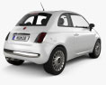 Fiat 500 2012 3d model back view