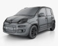 Fiat Panda 2014 3D模型 wire render