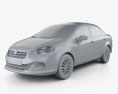 Fiat Linea 2014 3d model clay render
