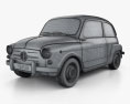 Fiat 600 D 1960 3d model wire render
