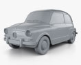 Fiat 600 D 1960 3d model clay render