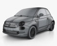 Fiat 500 C 2018 3D-Modell wire render