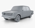 Fiat 124 1966 Modèle 3d clay render