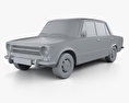Fiat 124 1972 3D-Modell clay render