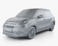 Fiat 500L hatchback 2020 3d model clay render