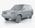 Fiat Panda 30 1980 3d model clay render