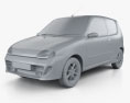 Fiat Seicento Sporting Abarth 2003 3d model clay render