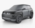 Fiat Centoventi 2020 3d model wire render
