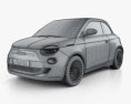 Fiat 500 la Prima France cabriolet 2022 3d model wire render