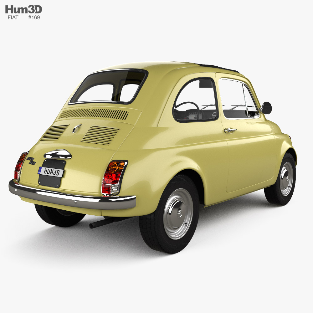 Fiat 500 with HQ interior 1970 3d model back view