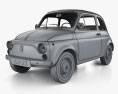Fiat 500 인테리어 가 있는 1970 3D 모델  wire render