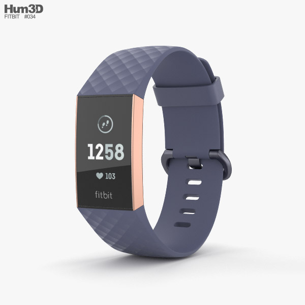 Fitbit Charge 3 Blue 3D model