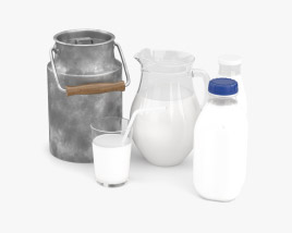 Milk Can and Bottle Set 3D model