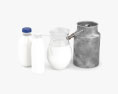 Milk Can and Bottle Set 3d model
