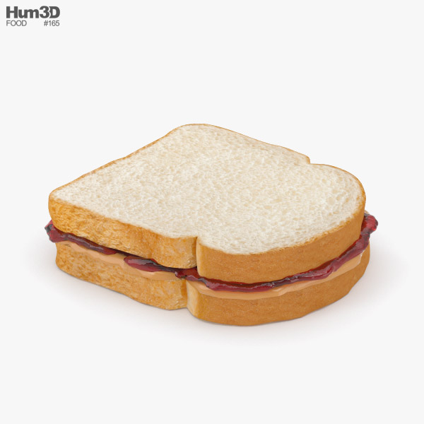 Sandwich au beurre de cacahuète et à la confiture Modèle 3D