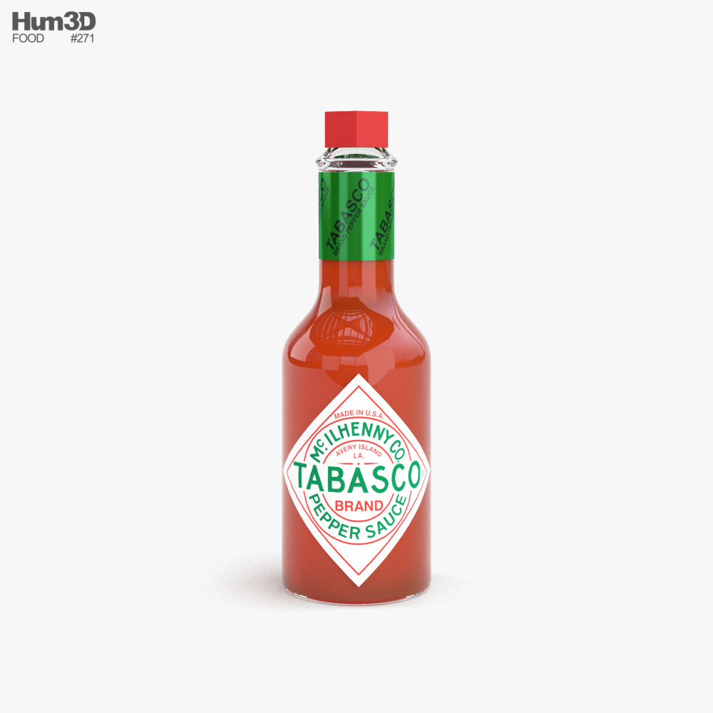 Tabasco Hot Sauce Bottle 3d Model Food On Hum3d