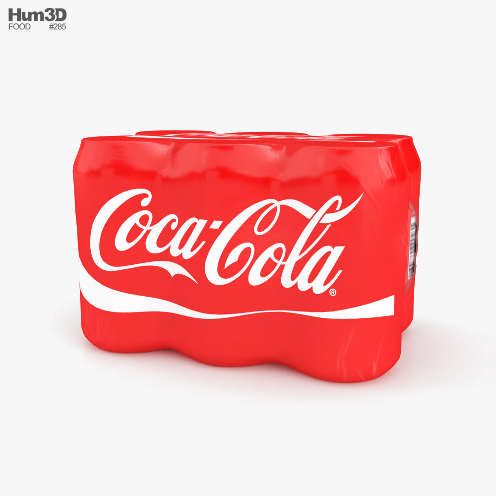 Plastic Shrink Wrapped Coca-Cola Cans Pack 3D model