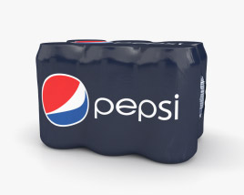 Plastic Shrink Wrapped Pepsi Cans Pack 3D model