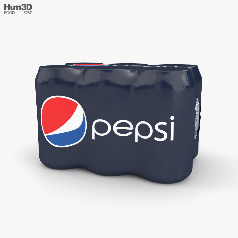 Plastic Shrink Wrapped Pepsi Cans Pack 3D model
