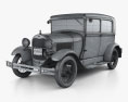 Ford Model A Tudor 1929 3D模型 wire render