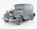 Ford Model A Tudor 1929 Modèle 3d clay render