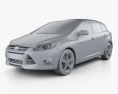 Ford Focus hatchback 2012 3d model clay render