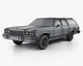 Ford Country Squire 1982 3D模型 wire render