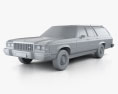Ford Country Squire 1982 3D 모델  clay render