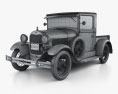 Ford Model A Pickup Closed Cab 1928 3D 모델  wire render