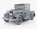 Ford Model A Pickup Closed Cab 1928 3D模型 clay render
