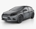 Ford Focus Hatchback Titanium 2015 3D模型 wire render