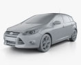 Ford Focus Hatchback Titanium 2015 3D模型 clay render