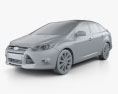 Ford Focus 轿车 Titanium 2012 3D模型 clay render