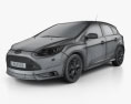 Ford Focus ST 2015 3D模型 wire render
