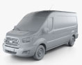 Ford Transit Fourgon LWB 2012 Modèle 3d clay render