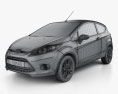 Ford Fiesta hatchback 3-door (EU) 2012 3d model wire render